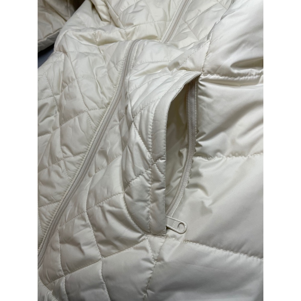Columbia Women Off White Quilted Hooded Fleece Lined Puffer Jacket Coat Small - Picture 10 of 12